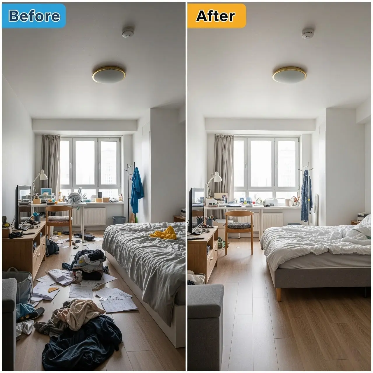 Before and after images showing an apartment cleaning services Lexingtn SC work