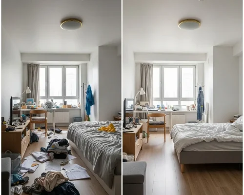 Before and after images showing an apartment cleaning services Lexingtn SC work