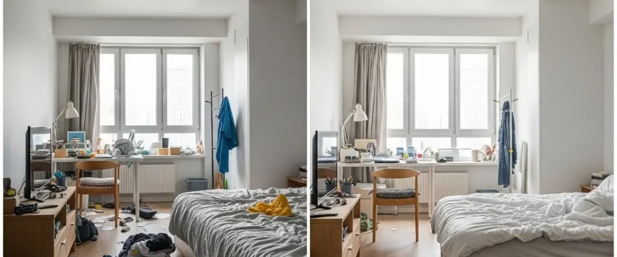 Before and after images showing an apartment cleaning services Lexingtn SC work